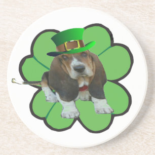 Onderzetter Basset Hound Happy St.Patrick's Day Cl