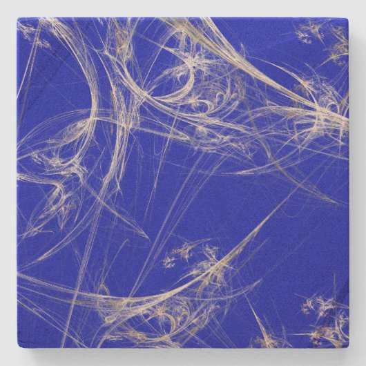 Onderzetter Blauw en wit Fractal Square (Voorkant)