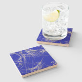 Onderzetter Blauw en wit Fractal Square (Zijkant)