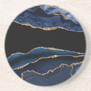 Onderzetter Blauw Goud Agate