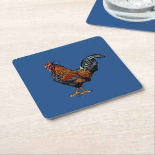 Onderzetter Blauwe Rooster