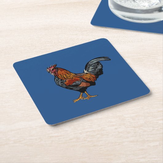 Onderzetter Blauwe Rooster (Schuin)