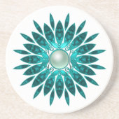 Onderzetter Bloemblauw Blauwgroen groen (Voorkant)