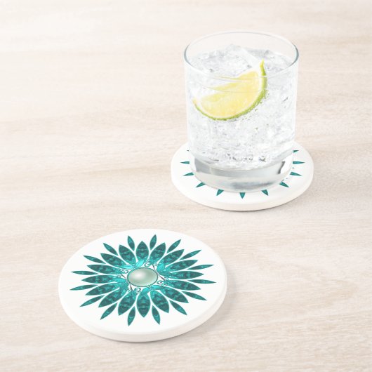 Onderzetter Bloemblauw Blauwgroen groen (Zijkant)