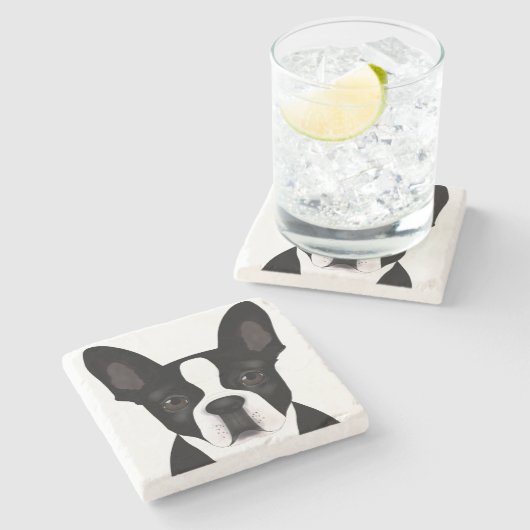 Onderzetter Boston Terrier Stone (Zijkant)