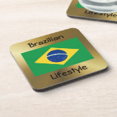 Onderzetter Braziliaanse vlag + tekst (Linkerzijde)