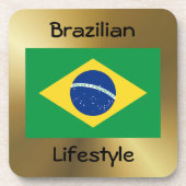 Onderzetter Braziliaanse vlag + tekst (Voorkant)