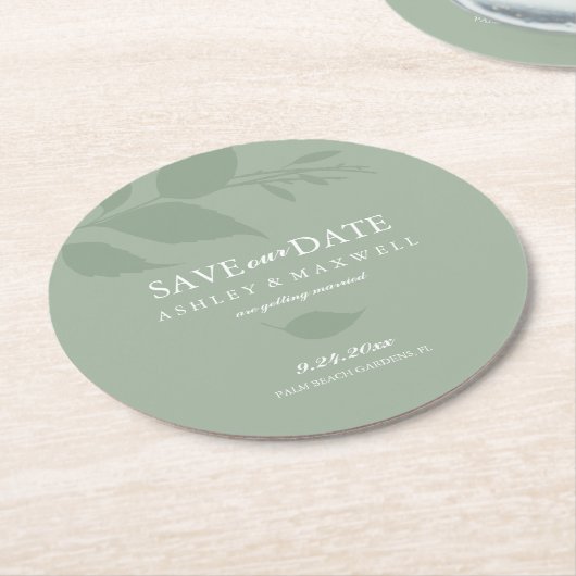 Onderzetter bruiloft bespaart de Datum groen (Gebogen)