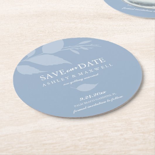 Onderzetter bruiloft bewaart de datum blauw (Gebogen)