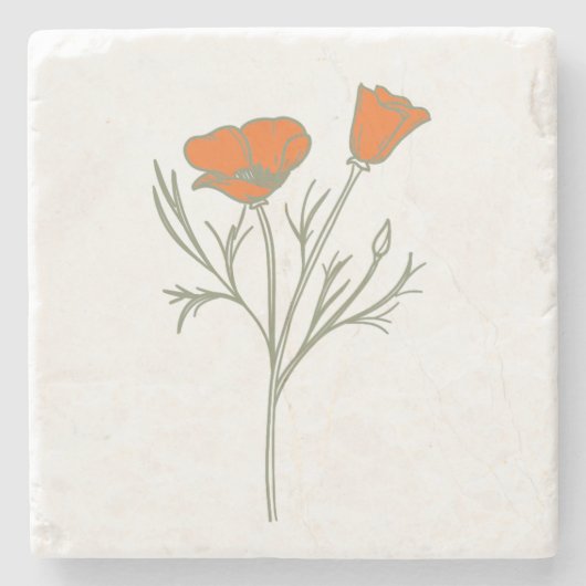 Onderzetter Californië Poppy Stone (Voorkant)