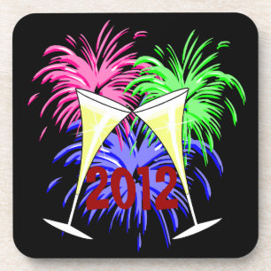 Onderzetter Champagne en Fire Works Square, nieuwj