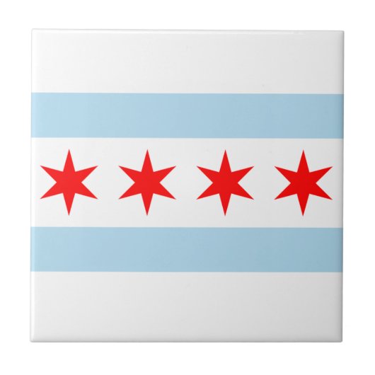 Onderzetter Chicago Flag Tile Tegeltje (Voorkant)
