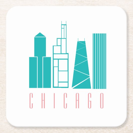 Onderzetter Chicago Skyline Paper (Voorkant)