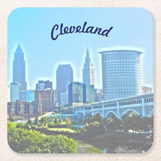Onderzetter Cleveland Blue Morning Paper (Voorkant)