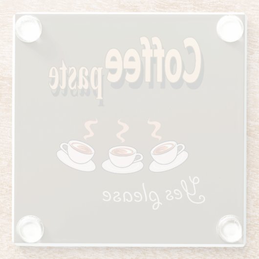 Onderzetter Coffee Paste Funny Coffee Pun Glazen Onderzetter (Achterkant)
