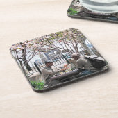 Onderzetter: De schakers op de Brooklyn Bridge Bier Onderzetter (Linkerzijde)