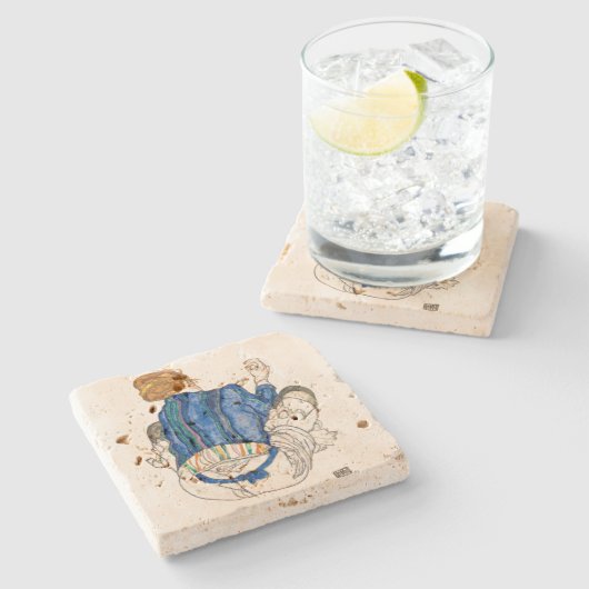 ONDERZETTER : EGON SCHIELE : SEATED VROUW (Zijkant)