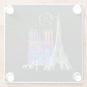 Onderzetter Eiffel Notre Dame Rainbow Glazen Onderzetter (Achterkant)