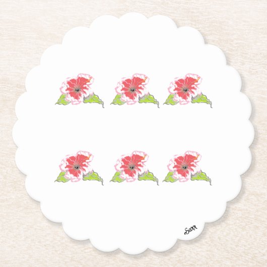 Onderzetter: exotische bloemen kartonnen onderzetters (Voorkant)