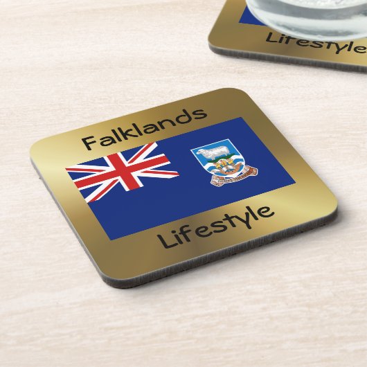 Onderzetter Falklandeilanden Vlag+Tekst (Linkerzijde)