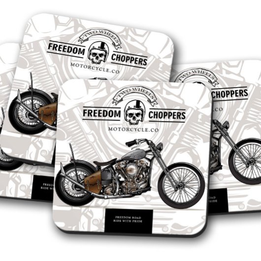 Onderzetter Freedom Chopper Motorcycle | Vastgeste Glazen Onderzetter
