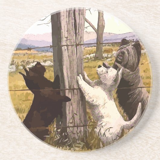 Onderzetter  gekleurde terriers (Voorkant)