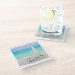 Onderzetter, glas - Beach Boat Glazen Onderzetter