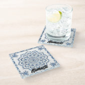 Onderzetter | Glas | Blauwe Mandela | Leefruimte | (Schuin)