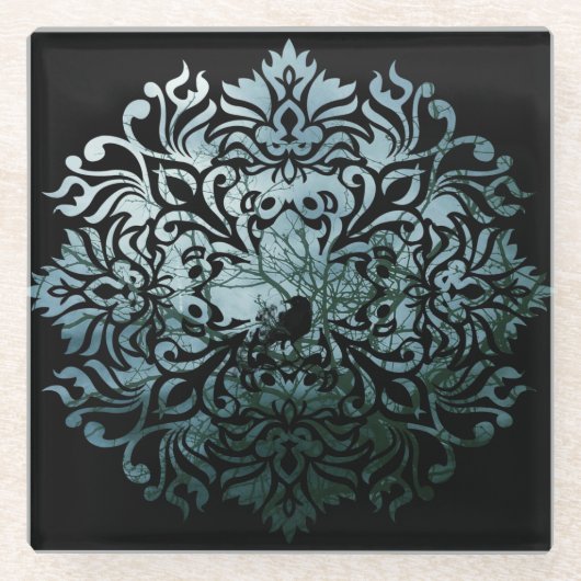 Onderzetter glas - Sitting Raven (Voorkant)