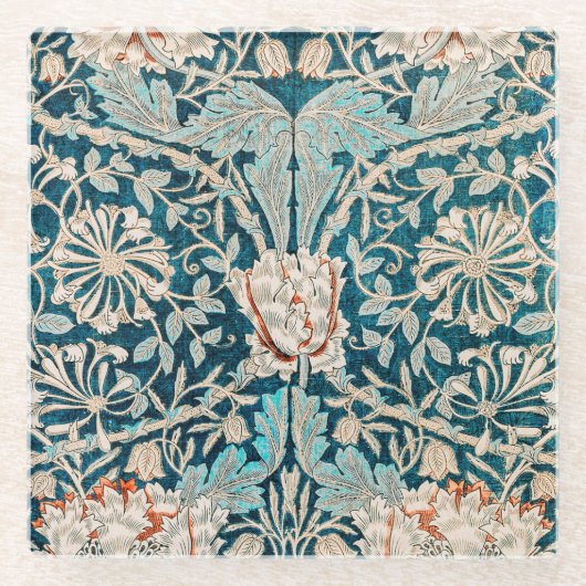 ONDERZETTER GLASS : WILLIAM MORRIS : HONEYSUCKLE (Voorkant)