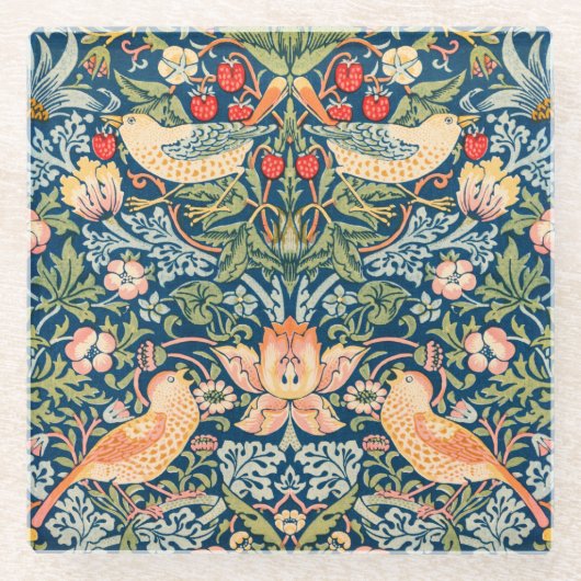 ONDERZETTER GLASS : WILLIAM MORRIS STRAWBERRY THIE (Voorkant)