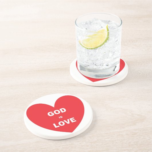 Onderzetter God is Liefde Rood Hart (Zijkant)