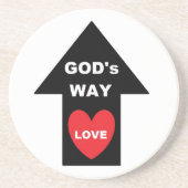 Onderzetter Gods Way Love Arrow Heart (Voorkant)