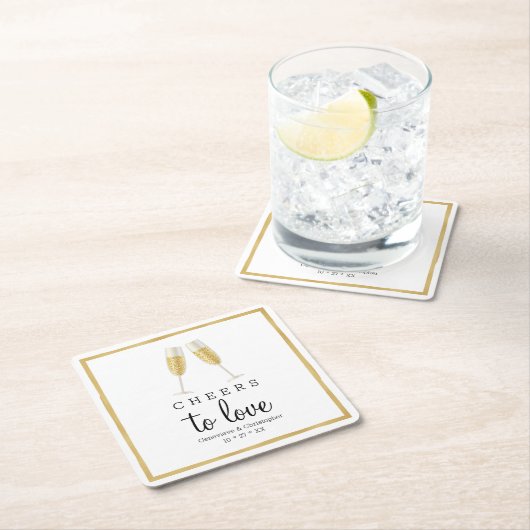 Onderzetter | Gold Cheers to Love Champagne (Insitu)