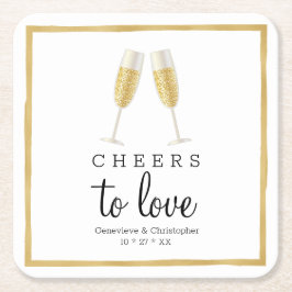 Onderzetter | Gold Cheers to Love Champagne