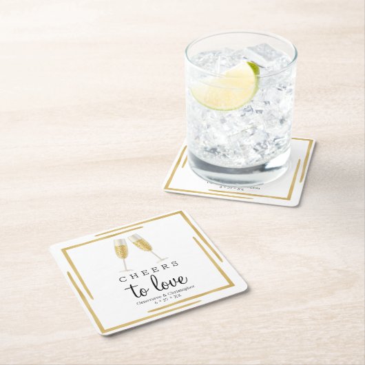 Onderzetter | Gold Cheers to Love Paper Napkin (Insitu)
