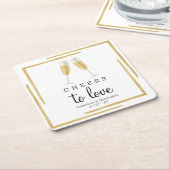 Onderzetter | Gold Cheers to Love Paper Napkin (Schuin)