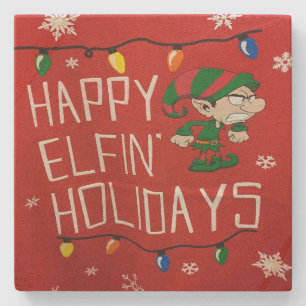 onderzetter "HAPPY ELFIN" CHRISTMAS ANIT-CHRISTMAS