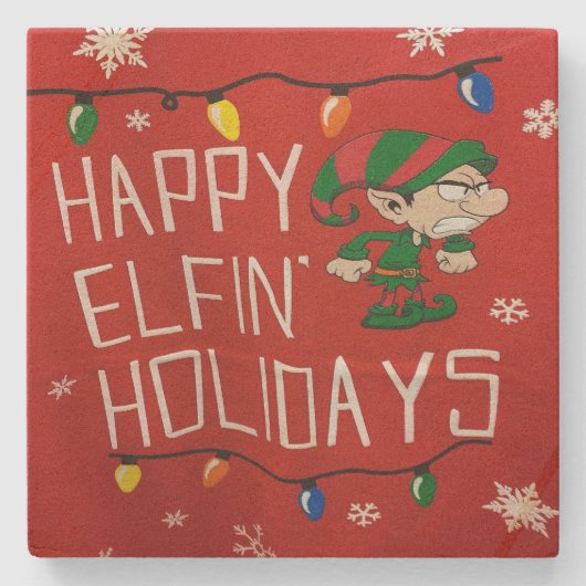 onderzetter "HAPPY ELFIN" CHRISTMAS ANIT-CHRISTMAS (Voorkant)