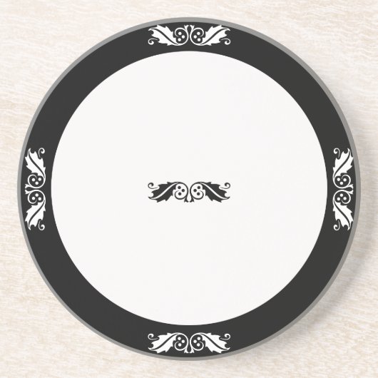 Onderzetter - Holly bladeren in zwart-wit (Voorkant)