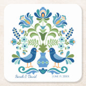 Onderzetter Hongaarse ontwerpblauwe vogels (Voorkant)