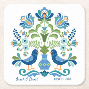 Onderzetter Hongaarse ontwerpblauwe vogels