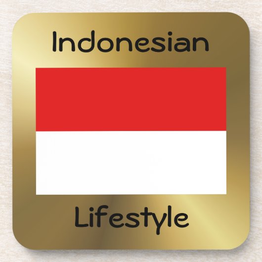 Onderzetter Indonesische vlag + tekst (Voorkant)