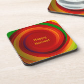 Onderzetter ingesteld met oogstkleuren in een werv (Linkerzijde)