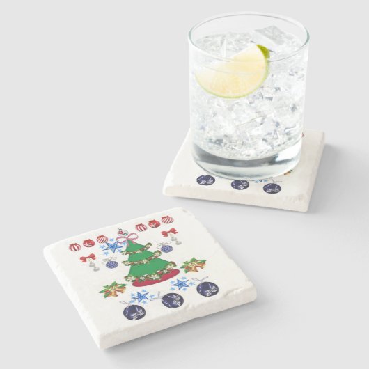 Onderzetter kerst met marmer Stone (Zijkant)