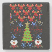 Onderzetter kerst met marmer Stone (Voorkant)