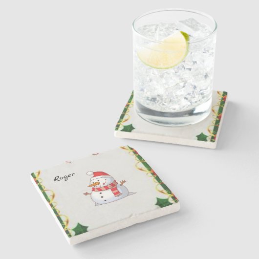 Onderzetter kerst met marmer Stone (Zijkant)