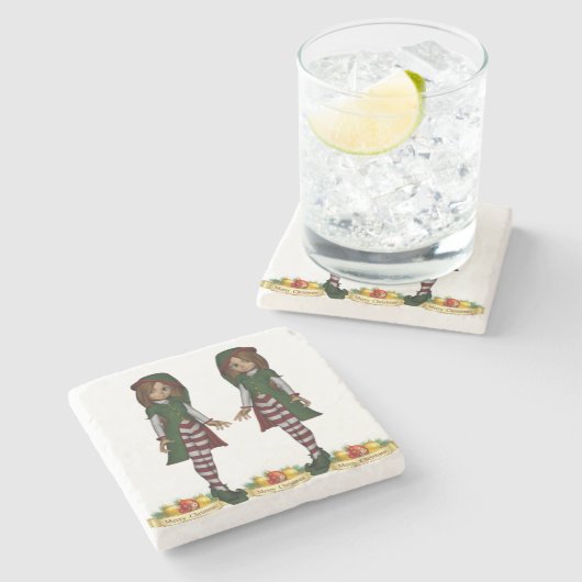 Onderzetter kerst met marmer Stone (Zijkant)