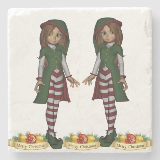 Onderzetter kerst met marmer Stone (Voorkant)