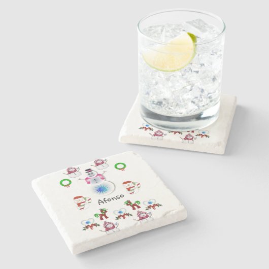 Onderzetter kerst met marmer Stone (Zijkant)